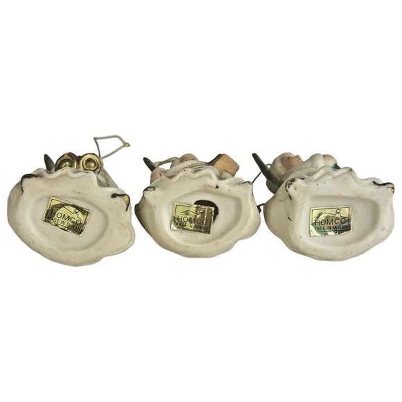 6 Homco Angel Tree Ornaments Complete Set Bisque Porcelain Made in Taiwan VTG - Picture 9 of 10